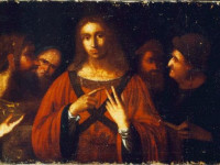 Christ Among The Doctors (c.1472-95 and/or c.1500-05), a Painting Study, Oil on Canvas, 59.5 cm x 89.5 cm, by Leonardo da Vinci (b.1452–d.1519) after Conservation in 1994.