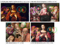 Comparative design analysis of common Figurative Design Traits in design variations of Christ Among the Doctors by Leonardo, Cima, Durer and Luini, as discussed in: Christ Among the Doctors from Leonardo to Luini: An Evolution In Design Composition, authored by Jeffrey A. Dering (2005).